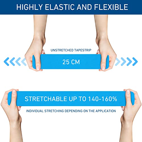 Pre-Cut Multicolored Kinesiology Tapes Set - Waterproof Skin-Friendly Support - 3 Rolls, 20 Strips