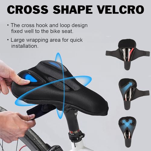 Bike Seat Cover Bike Cushion for Men Women Comfortable Gel Padded Bicycle Seat Cushion Compatible with Peloton, Outdoor & Indoor