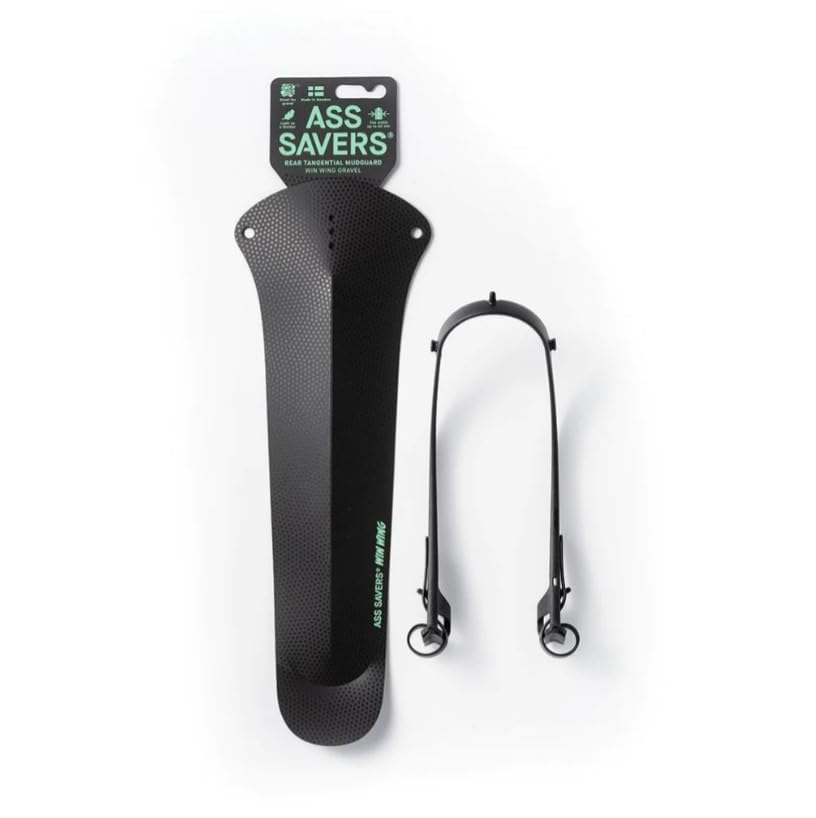 Ass Savers – Win Wing 2 Gravel - Black, Rear Mudguard for Gravel Bikes with Black Wishbone, Tire Widths up to 60mm, Ultralight, Clip On, Easy Installation & Removal, Secure Mount, Swedish Design