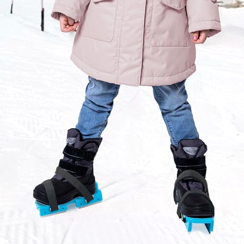 Toddler Ice Skates, Kids Adjustable Double Runner Ice Skates with Hook and Loop Fastener Straps, Blue Double Blade Ice Skates for Winter Toddler Training Shoes Beginner