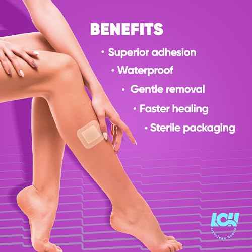 5 CT Silicone Foam Dressing 2x2 - Adhesive Silicone Bandages for Wounds and Pressure Sores - Sterile Square Bandages 2x2 for Injury and Wound Care