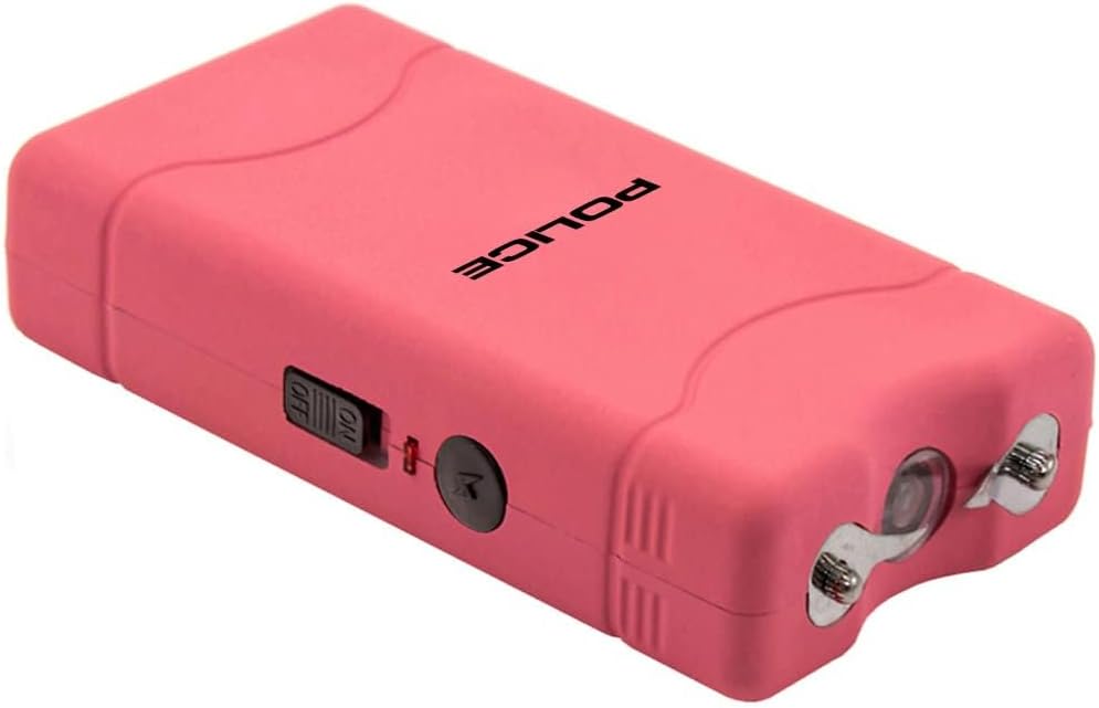 POLICE Stun Gun for Self Defense 800 – High Voltage Mini Rechargeable with LED Flashlight, Compact & Heavy Duty – Personal Security for Women – Pink