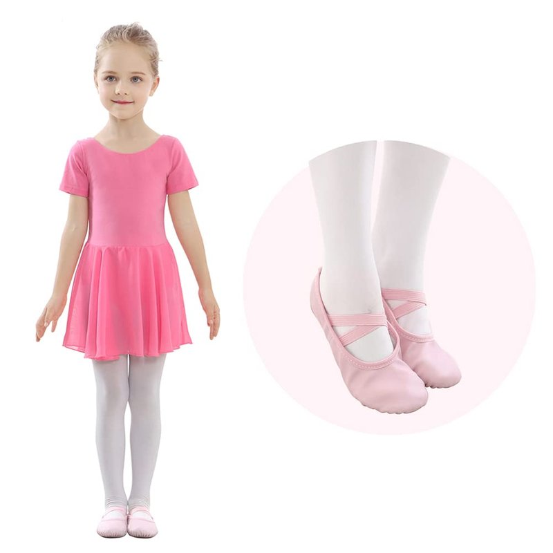 Stelle Ballet Shoes for Girls Toddler Ballet Slippers Soft Leather Boys Dance Shoes for Toddler/Little Kid/Big Kid(Pink, 4MB)