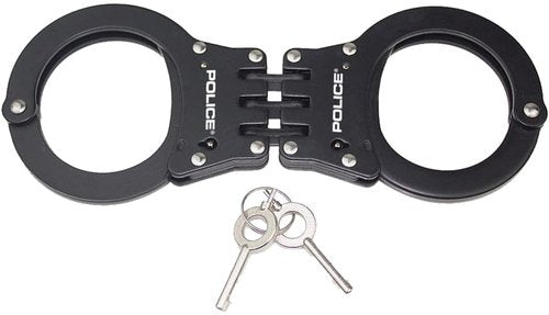 Handcuffs – Heavy Duty Police Grade Professional Steel Hand Cuffs, Double Lock Metal Black Finish for Security & Personal Safety
