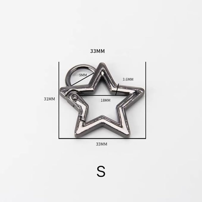 3 Pcs Star Shaped Stainless Steel Keychain Clip Carabiner Snap Hook Holder Star Carabiner Hook Clip Key Holder Carabiner Clip for Keys Wallet with Key Chain Rings Accessories (S) (Black,Silver,Gold