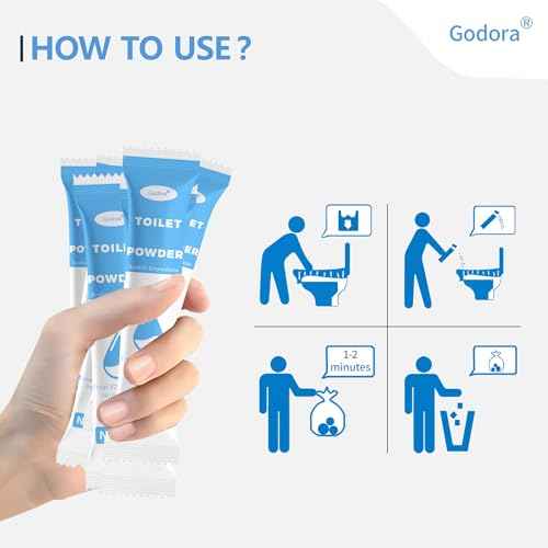 Godora 30 Packs ECO-Friendly Portable Toilet Poo Urine Gel Powder, Portable & Fast-Absorbing Camping Toilet Gel, Rapidly Biodegradable Eco Poo Urine Gel, Outdoor Portable Bedpans & Emergencies