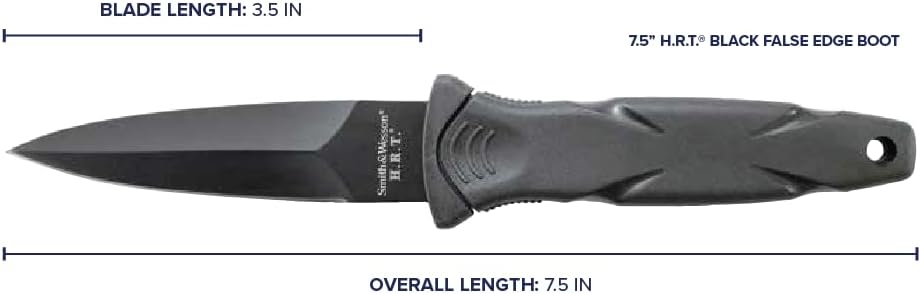 Smith & Wesson SWHRT3BF 7.5in High Carbon S.S. Full Tang Fixed Blade Knife with 3.5in False Edge Blade and TPR Handle for Outdoor, Tactical, Survival and EDC