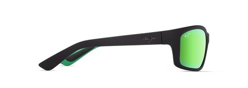 Maui Jim Unisex's Kanaio Coast Polarized Rectangle Sunglasses, Matte Black/Green/Mauigreen® Polarized, Medium
