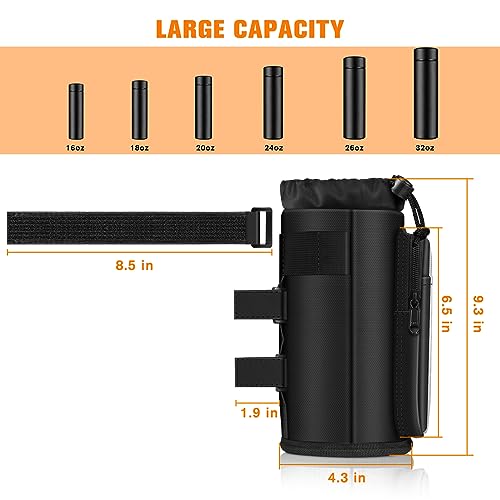 Black Bike Cup Holder with Phone Pocket - Universal Water Bottle Mount
