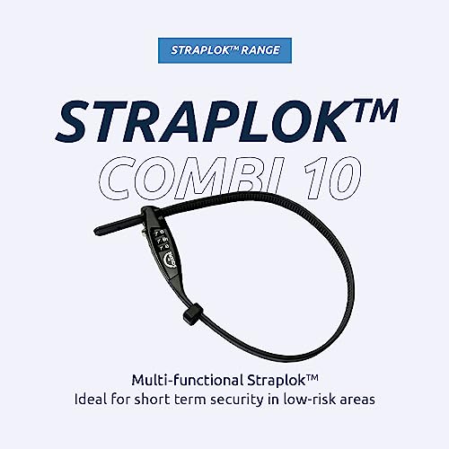 Squire Bike Locks STRAPLOK™ Combi 10 - Ultra-Lightweight Multi-Functional Zip-Tie Style Café Bike Lock with 10mm Stainless Steel Core, 450mm Length, 3-Wheel Recodable Combination