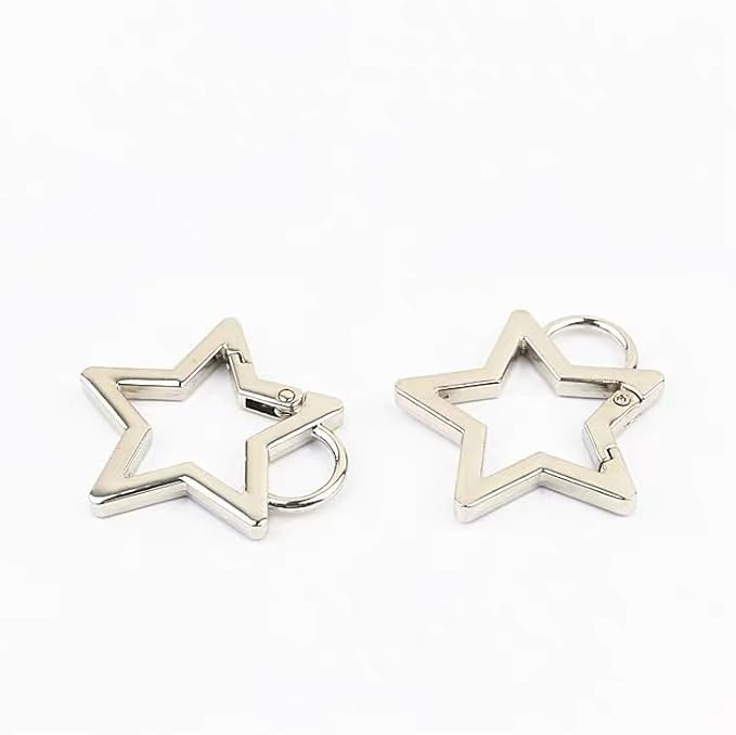 3 Pcs Star Shaped Stainless Steel Keychain Clip Carabiner Snap Hook Holder Star Carabiner Hook Clip Key Holder Carabiner Clip for Keys Wallet with Key Chain Rings Accessories (S) (Black,Silver,Gold