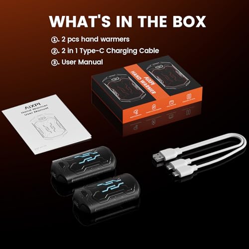 Hand Warmers Rechargeable, 2-Pack Portable Electric Pocket Heaters with 3 Heating Settings (95-130¡ÆF) & Fast Heating for Golf, Camping, Hunting, Gifts for Men Women