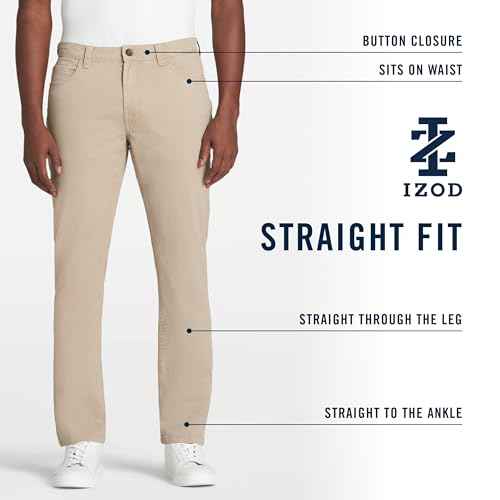IZOD Men's Saltwater Stretch Twill 5 Pocket Straight Fit Chino Pant