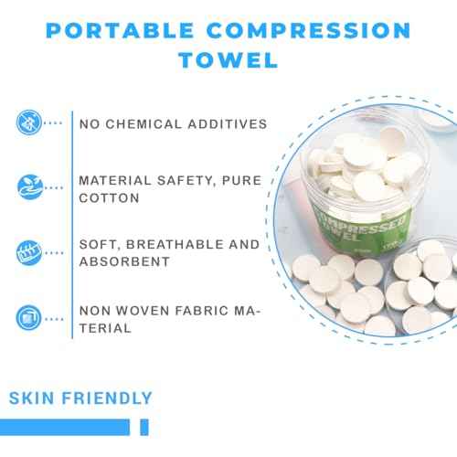 Compressed Towels Portable Disposable Compressed Cotton Coin Tissue Towel for Travel, Camping, Hiking, Sport, Beauty Salon, Home Hand Wipes 120Pcs (8.6in¡¿9in)