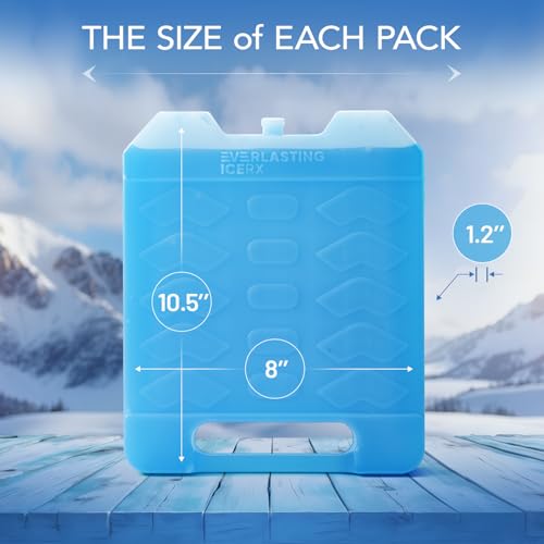 Jumbo XL Reusable Ice Packs for Cooler with Handle - Long Lasting Cooling 4 Pack