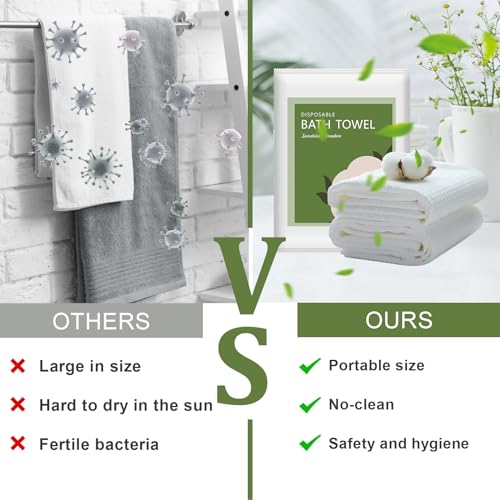 Disposable Bath Towels, 10 Pack 55" x 27.5" Ultra Soft, Quick Dry Disposable Body Towel, Portable Travel Towel for Hotel Camping Beach Swimming Gym Sauna Spa, Personal Care Pet Towels