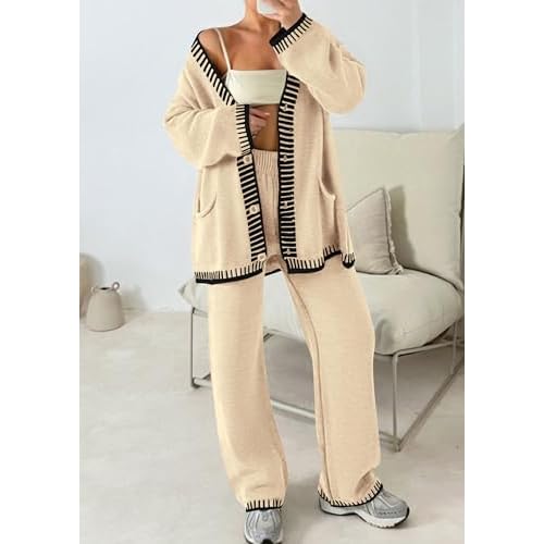 PRETTYGARDEN Lounge Sets for Women Fall 2025 Loungewear 2 Piece Outfits Cardigan Sweaters Track Suit Matching Winter Clothing