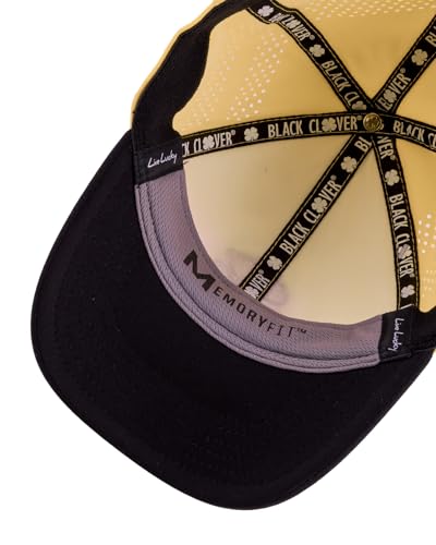 Black Clover Lucky Heather Laser Unisex Baseball Cap Large X-Large Heather Yellow Hat Black 3D Logo