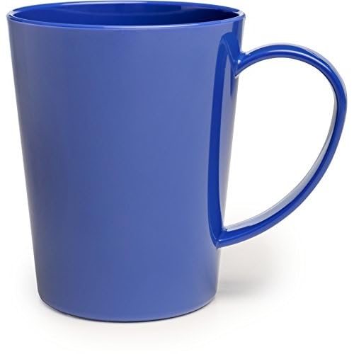 Carlisle FoodService Products Mug Plastic Coffee Mug with Large Handle for Buffets, Home, and Restaurant, Tritan, 12 Ounces, Blue, (Pack of 12)