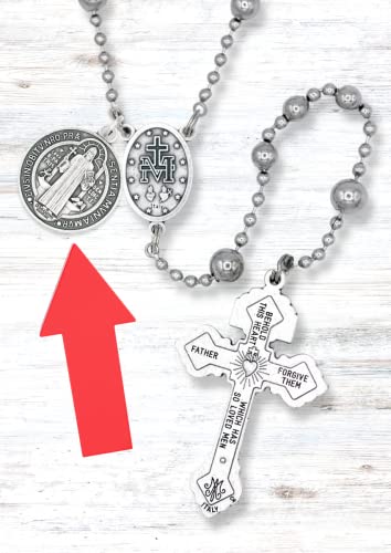 Silver Oxidized Saint Benedict Medal Pendant - 1.25 Inch Catholic Jewelry, Made in Italy