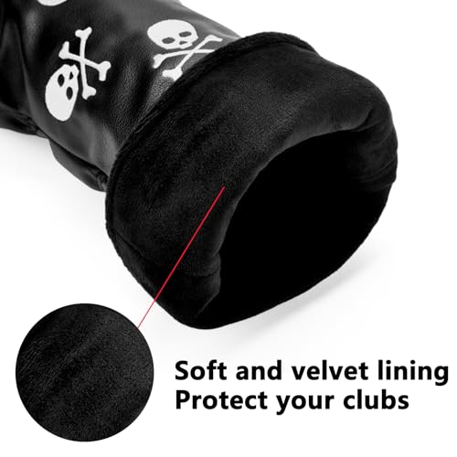 Skeleton Skull Golf Club Headcover for Fairway Wood and Hybrid - Black Variation