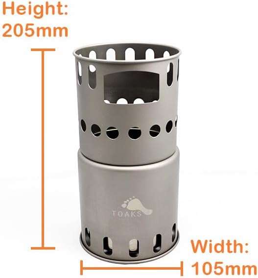 TOAKS Titanium Large Collapsible Wood Burning Stove – Ultralight, Compact & Durable for Backpacking, Camping, and Survival