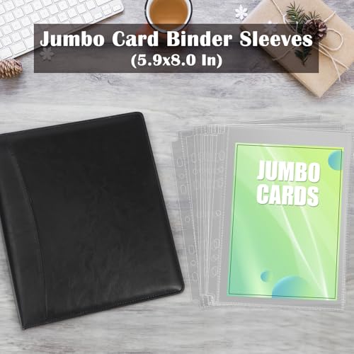 50 Pack Jumbo Card Sleeves for A5 3/6 Ring Binders, 5.7 x 7.9 Inch Clear Top-Loading Protectors - Double-Sided, Water-Resistant