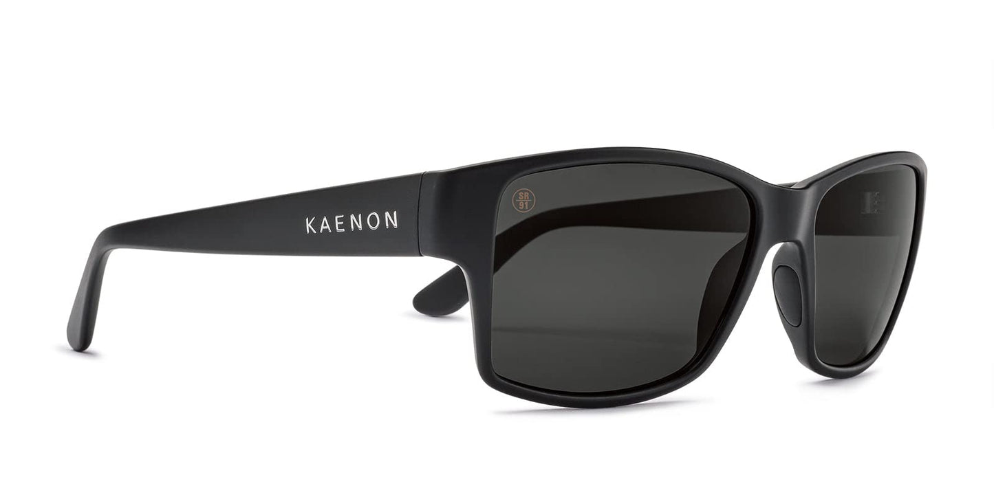Kaenon Mens El Cap Square Polarized Sunglasses - Matte Black Frame | Grey 12% Lens