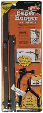 HME Easy-to-Attach Secure Tree Stand Pro Series Super Bow Hanger w/Usual and Dual-Prong Accessory Hooks, Super-Strong Machined Mounting Screw
