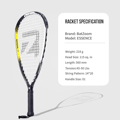 Racquetball Racket with Cover - Lightweight, Control & Power for Beginners