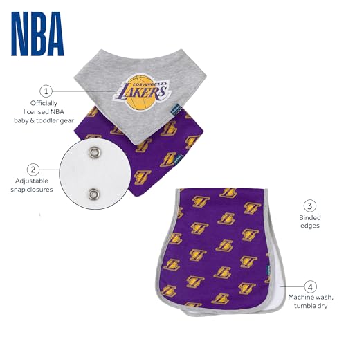 NBA Baby Bib and Burp Cloth Set - Los Angeles Lakers / One Size