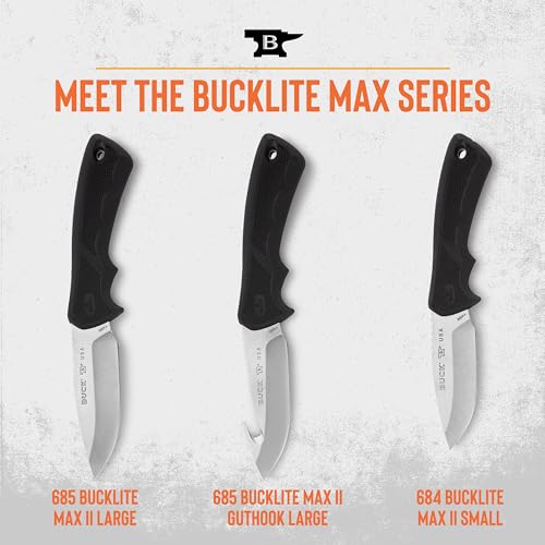 Large BuckLite Max II Hunting Knife - 4 Inch Blade, Full Tang, USA Made