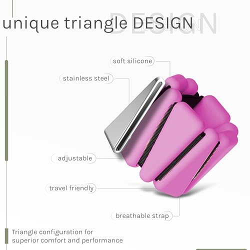 Triangle Weights Silicone Wrist& Ankle Weights- Adjustable Wearable Weights for Women & Men - Suitable for Yoga,Dance,Pilates, & Jogging, PINK