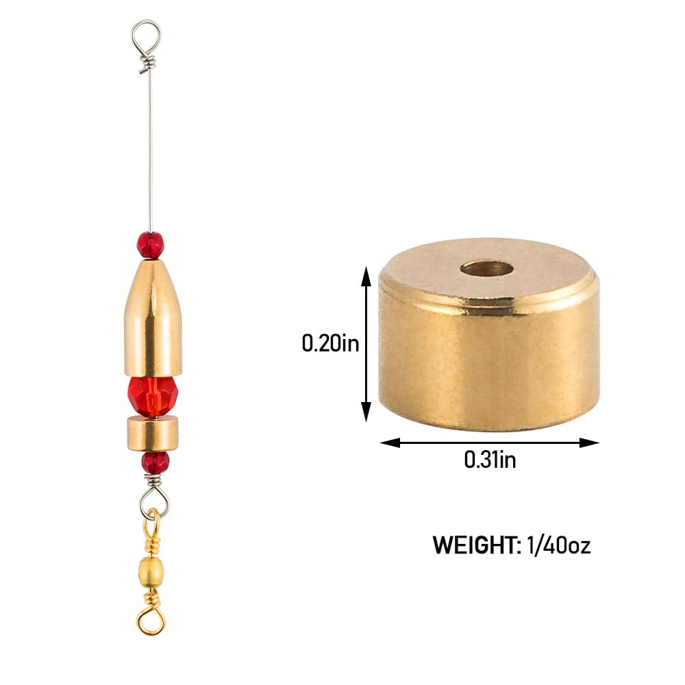 Dr.Fish 50 Pack Carolina Ticker Keeper Brass Weights Sinkers, Protects Knot & Make Noise, Teaxs Rig Tackle for Freshwater Bass Fishing