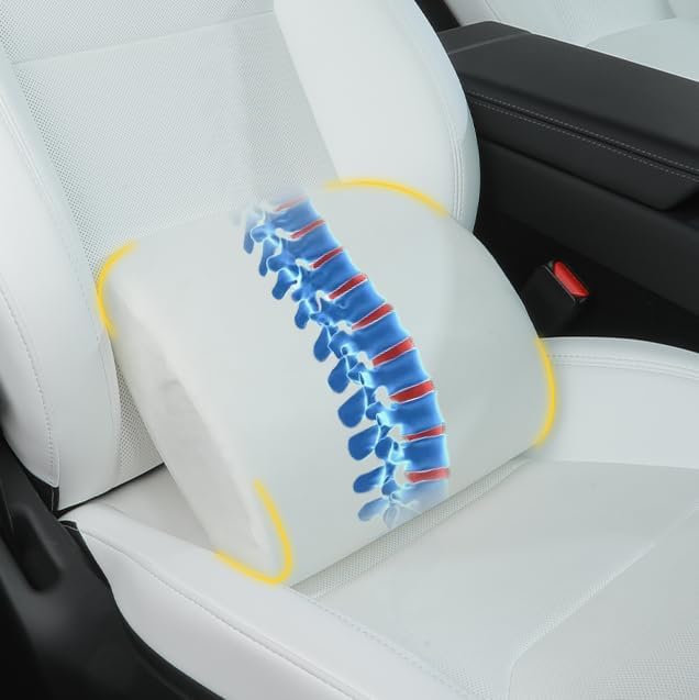 Lumbar Support Pillow Ergonomic Memory Foam Lumbar Pillow for Lower Back Pain Relief - Back Cushion for Driving, Chair Support for Car, Office & Gaming Chairs (Black, 1PC)