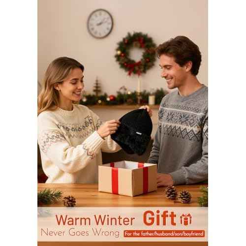 Zando Mens Winter Hat with Ear Flaps - Warm Thermal Fleece Lined Beanie, Stocking Caps, Knit Trapper Hats for Cold Weather