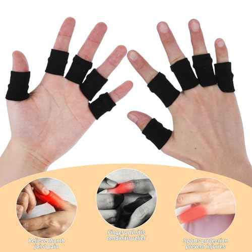 Finger Sleeves Protectors, 30 Pcs Compression Finger Sleeves for Arthritis Elastic Thumb Splint Brace Support Breathable Fingers Tape for Fingers Swelling Sports Joint Pain Relief