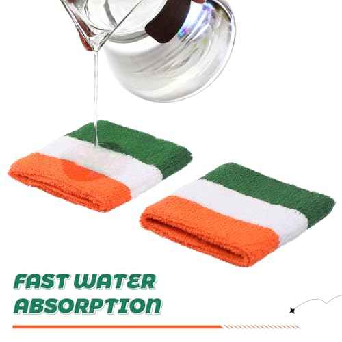 Bememo 6 Pcs Neon Sweatbands Set for Men Women 80s Tennis Striped Headband Sports Wristband Set Costumes Glow Cosplay Party
