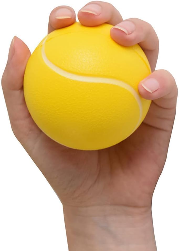 Hand Exercise Stress Relief Ball, Yellow Tennis Ball, Soft Squeeze Ball for Resistance Training, Anxiety Relief for Teens & Adults