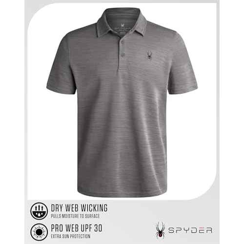 Spyder Mens Golf Shirts - Lightweight Moisture-Wicking Athletic Performance Collared Short Sleeve Polo Shirts for Men