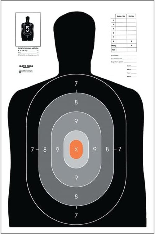 Action Target - B-27E Pros Paper Target - 100 Pack - Paper Targets, Shooting Targets