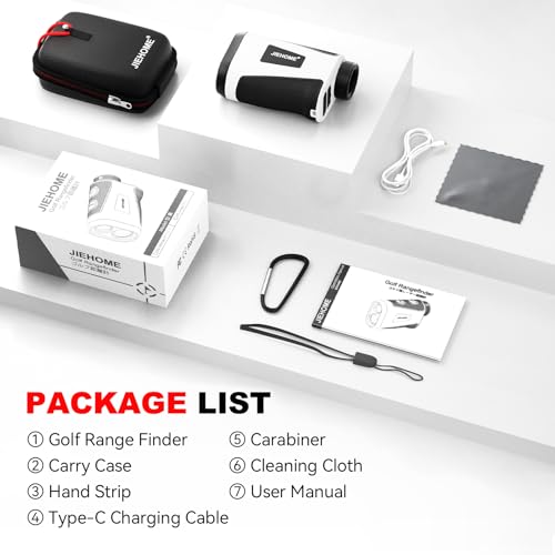 Golf Rangefinder with Slope, Magnetic, 1200 Yards - White