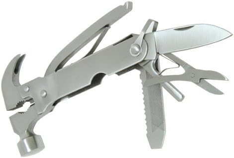 Kikkerland 10 in 1 Pocket Compact EDC Gear Equipment Stainless Steel Multi-Tool, White, Wood Handle, for Outdoors, Camping Tool Accessories Survival