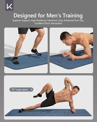 KEEP Blue Extra Wide & Long Yoga Mat 79x39x7mm Non-Slip TPE Exercise & Pilates Mat
