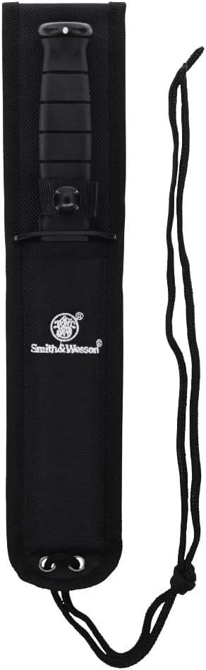 Smith & Wesson CKSUR1 10.5in High Carbon S.S. Fixed Blade Knife with 6in Bowie Blade and Rubberized Aluminum Handle for Outdoor, Tactical, Survival and EDC