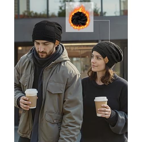 Senker Fashion Slouchy Beanie for Men Women, Oversized Winter Beanies Hats Warm Thick Stocking Caps for Gifts Outdoor