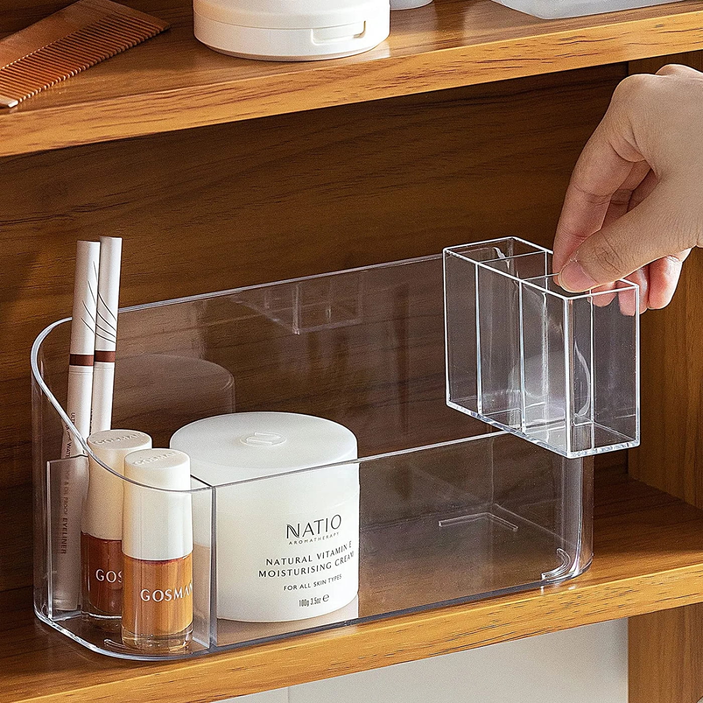 Ameitech Acrylic Makeup Organizer | Bathroom Countertop Storage | Easy Cosmetic Organization
