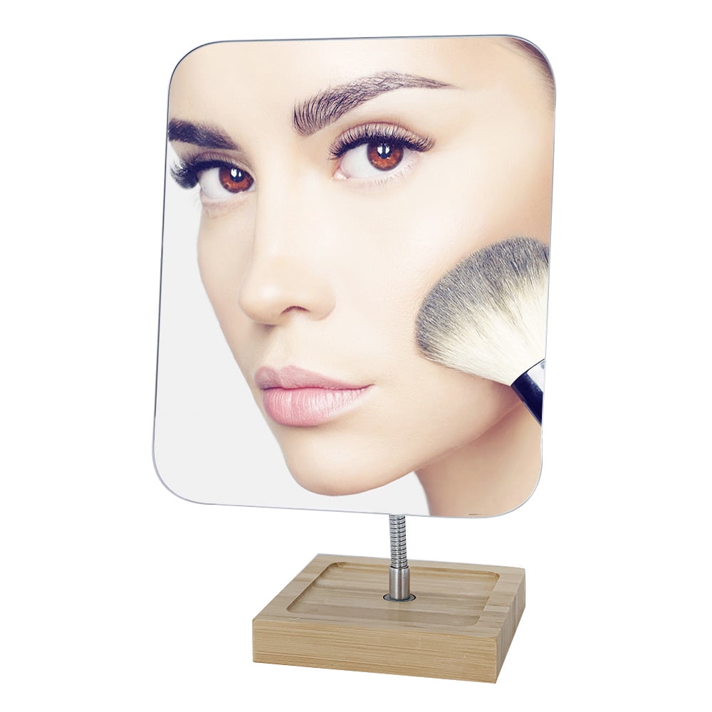 8-Inch Frameless Bamboo Vanity Makeup Mirror | Flexible Gooseneck & 360° Rotation