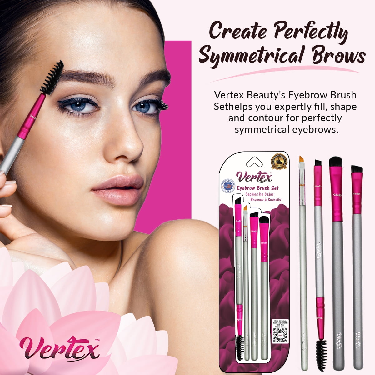 Eyebrow Brush Kit | Thin Angled Makeup Brushes for Defining Arches