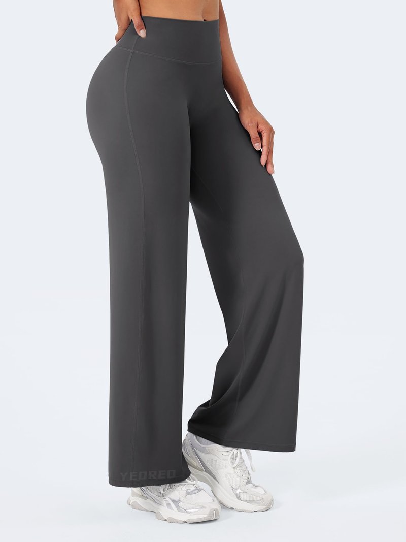YEOREO Workout Leggings Womens No Front Seam Straight Leggings 29" High Waist Buttery Eddiy Gym Yoga Pants Dark Gray XS